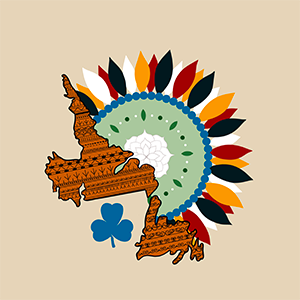 The design was created by Sera T. from the 1st Chamberlains Ranger unit. The colors used in the flower represent colors of First Nations & Inuit flags in NL. The detailing on the map of Labrador is inspired by traditional Inuit tattoo designs, and the detail on the map of Newfoundland is inspired by traditional First Nations designs. 